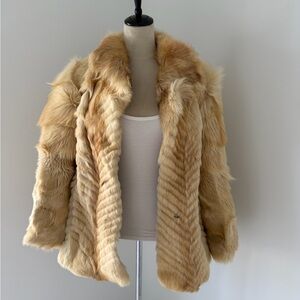 Real fur coat  Cream Teddy Jacket